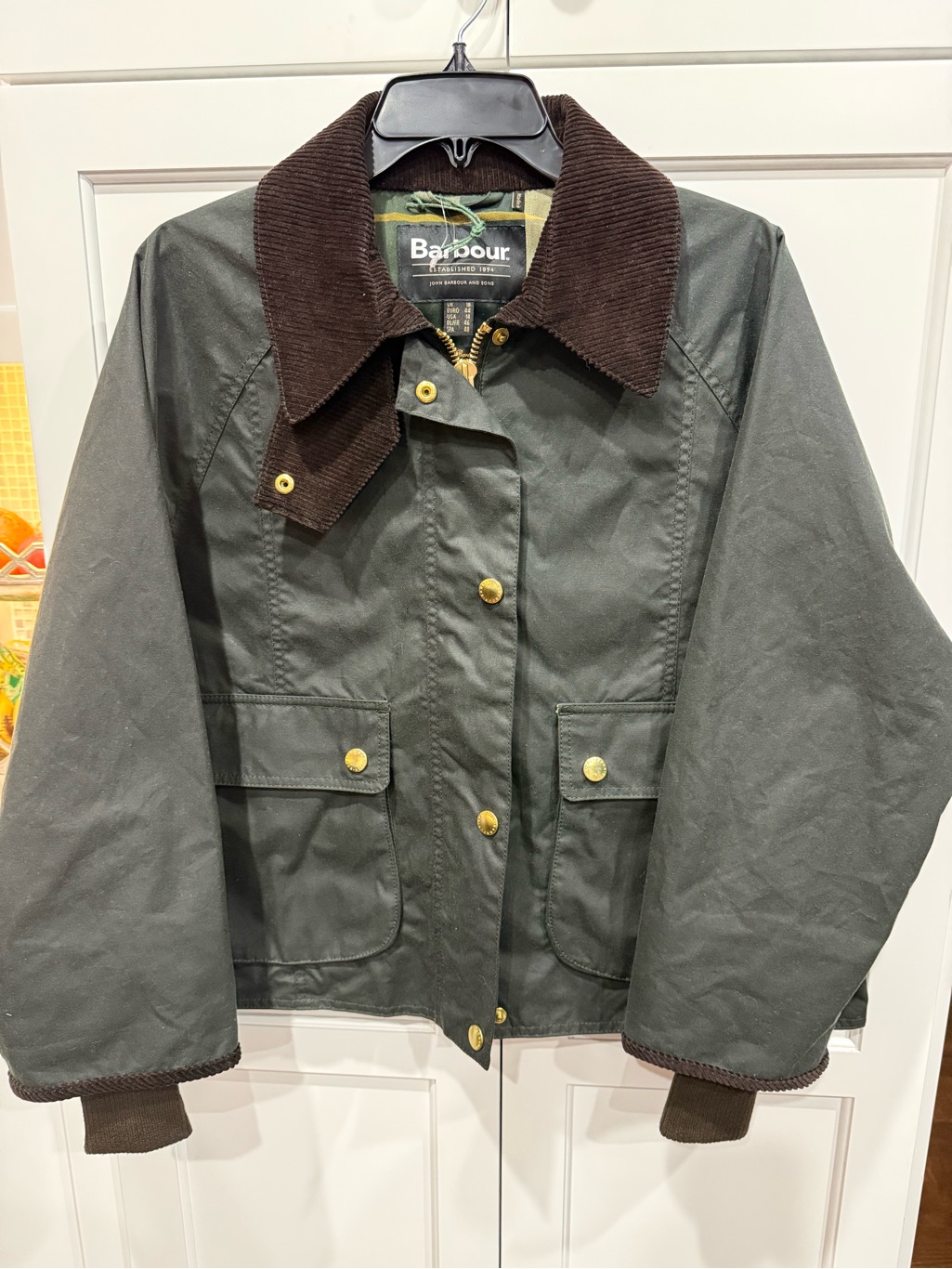 Barbour New Size 14 Us Cropped Beadnell Wax Jacket - Women's $420 Msrp